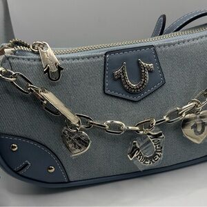 True Religion Denim Shoulder Bag w/ Rhinestone Horseshoe – New With Tags
